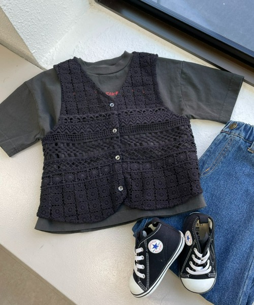 CIAOPANIC TYPY(チャオパニックティピー)の「【KIDS】【india】切替レースベスト(ベスト・キッズ・ブラック/ホワイト・XXL/XL/M)」の10枚目の写真