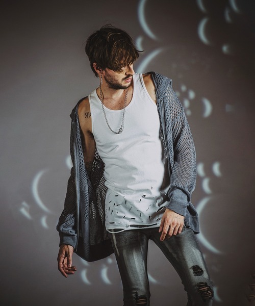 NO ID.（ノーアイディ）の「【NO ID.】Destroy Tank Top / デストロイ タンク トップ（タンクトップ・メンズ・ホワイト/グレー/ブラック・1/2）」の11枚目の写真