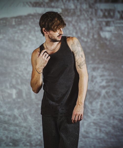 NO ID.（ノーアイディ）の「【NO ID.】Destroy Tank Top / デストロイ タンク トップ（タンクトップ・メンズ・ホワイト/グレー/ブラック・1/2）」の16枚目の写真
