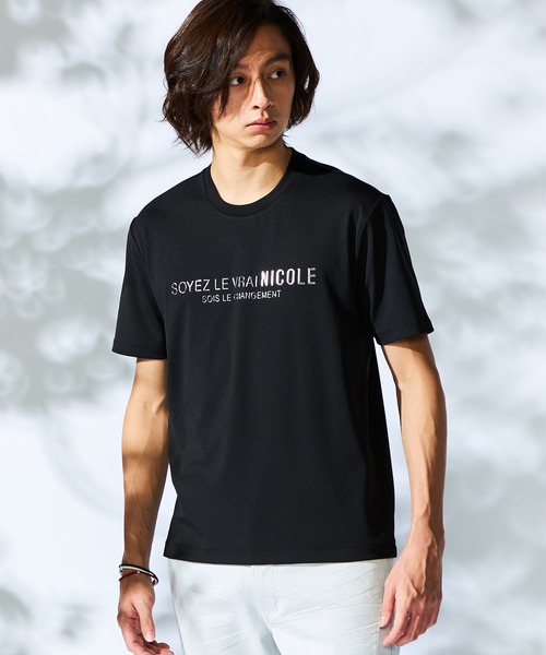 HIDEAWAYS NICOLE（ハイダウェイニコル）の「メタルジェルプリント半袖Tシャツ（Tシャツ/カットソー・メンズ・ブラック/オフホワイト/アッシュグレー/ダークオレンジ・MEDIUM/LARGE/X-LARGE）」の2枚目の写真