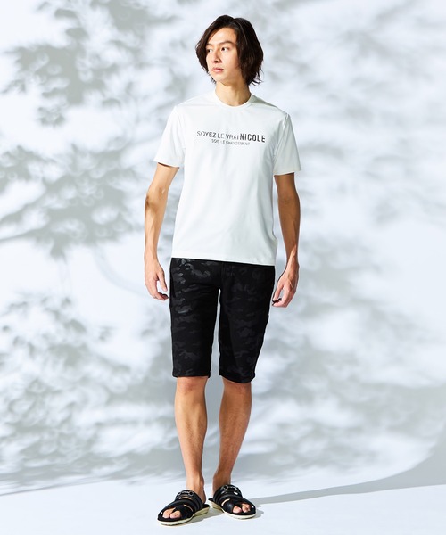 HIDEAWAYS NICOLE（ハイダウェイニコル）の「メタルジェルプリント半袖Tシャツ（Tシャツ/カットソー・メンズ・ブラック/オフホワイト/アッシュグレー/ダークオレンジ・MEDIUM/LARGE/X-LARGE）」の5枚目の写真