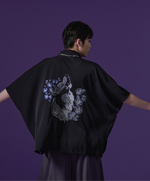 Ellno Loset(エルノロゼット)の「【HI】ウルフ刺繍モモンガシャツ(シャツ/ブラウス・メンズ・ブラック/オフホワイト・MEDIUM/LARGE)」の21枚目の写真