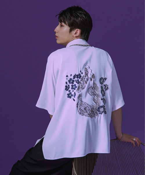 HI】ウルフ刺繍モモンガシャツ（シャツ/ブラウス）｜Ellno Loset