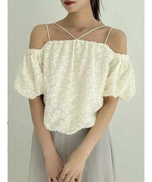 dazzlin（ダズリン）の「オフショルジャカードトップス（シャツ/ブラウス・レディース・オフホワイト/ブルー/ブラック・FREE）」の12枚目の写真