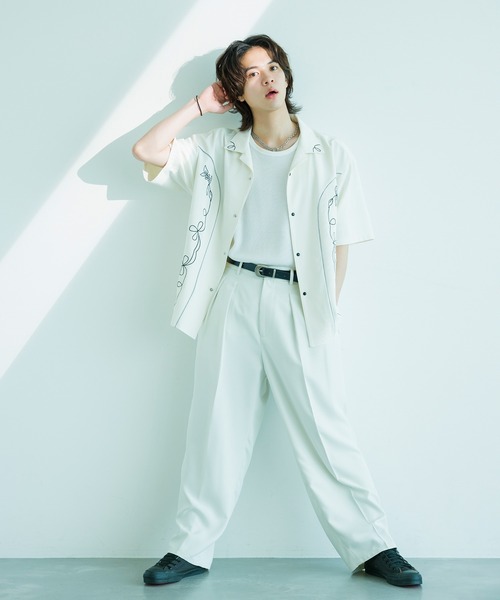 JUNRED(ジュンレッド)の「エクストラライトスルーイージーワイドストレートパンツ(スラックス・メンズ・カーキ/ブラック/ホワイト系その他・L/S/M)」の2枚目の写真