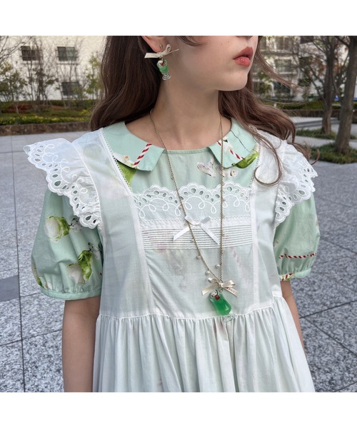 最終価格 ピンクハウス スカラップレース使い タブリエ PINK HOUSE（ピンクハウス）の「スカラップレース使いタブリエ