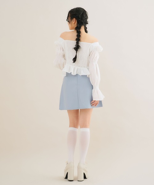 新品未使用　AMICA ホワイト フレアスカート ロイヤルパーティー ROYAL PARTY ベルト付プリーツフレアミニ