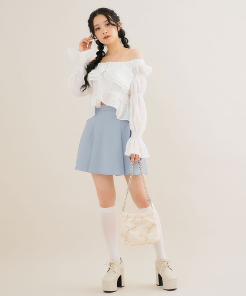 Newlyme（ニューリーミー）の「Aラインミニフレアスカート（スカート・レディース・ブラック/ブルー/ベビーピンク/ホワイト・SMALL/MEDIUM/LARGE）」の14枚目の写真