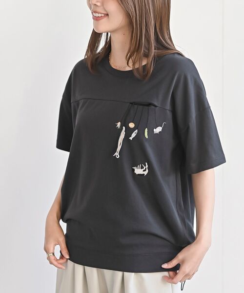 rps(アールピーエス)の「ブラブラキャット裾ドロストTシャツ(Tシャツ/カットソー・レディース・ホワイト系その他2/ホワイト系その他3/オフホワイト/チャコールグレー/グレー系その他2・フリー)」の4枚目の写真