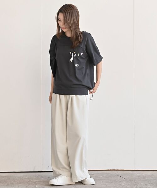 rps(アールピーエス)の「ブラブラキャット裾ドロストTシャツ(Tシャツ/カットソー・レディース・ホワイト系その他2/ホワイト系その他3/オフホワイト/チャコールグレー/グレー系その他2・フリー)」の14枚目の写真