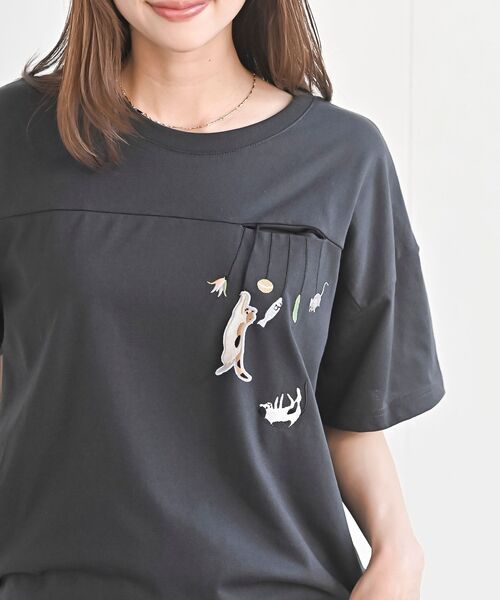 rps(アールピーエス)の「ブラブラキャット裾ドロストTシャツ(Tシャツ/カットソー・レディース・ホワイト系その他2/ホワイト系その他3/オフホワイト/チャコールグレー/グレー系その他2・フリー)」の10枚目の写真