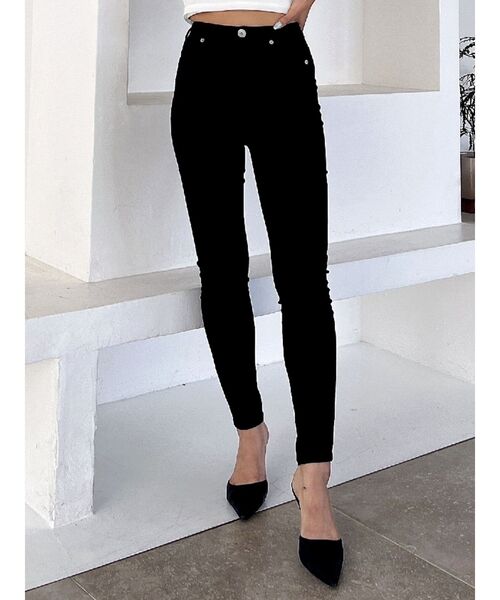 GYDA（ジェイダ）の「ハイウエスト stretchy カラーパンツ（その他パンツ・レディース・ライトグレー/その他1/ブラック・SMALL/MEDIUM/X-SMALL）」の2枚目の写真