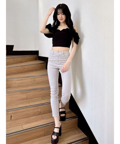 GYDA（ジェイダ）の「ハイウエスト stretchy カラーパンツ（その他パンツ・レディース・ライトグレー/その他1/ブラック・SMALL/MEDIUM/X-SMALL）」の13枚目の写真