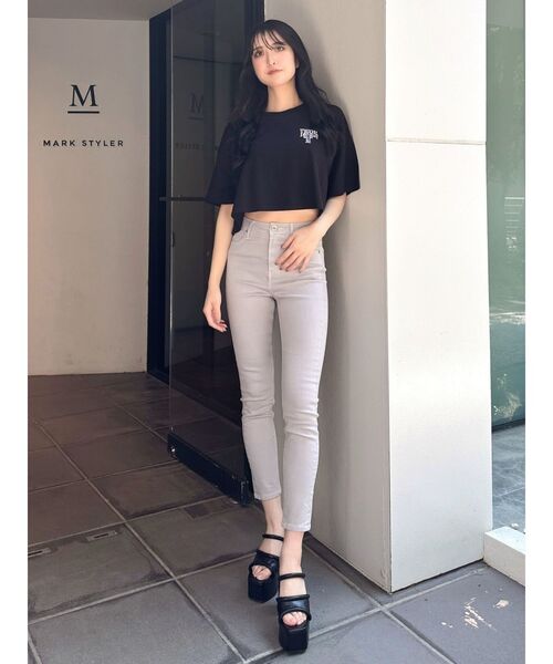 GYDA（ジェイダ）の「ハイウエスト stretchy カラーパンツ（その他パンツ・レディース・ライトグレー/その他1/ブラック・SMALL/MEDIUM/X-SMALL）」の16枚目の写真