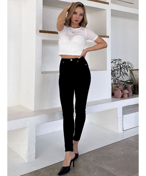 GYDA（ジェイダ）の「ハイウエスト stretchy カラーパンツ（その他パンツ・レディース・ライトグレー/その他1/ブラック・SMALL/MEDIUM/X-SMALL）」の20枚目の写真