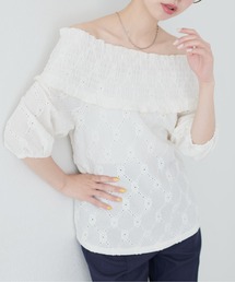 【WEB限定】アイレットカットレースクロスオフショルプルオーバー