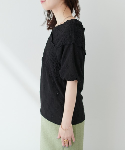 natural couture（ナチュラルクチュール）の「【WEB限定】アイレットカットレースクロスオフショルプルオーバー（Tシャツ/カットソー・レディース・ラベンダー/アイボリー/サックスブルー/ブラック・FREE）」の18枚目の写真