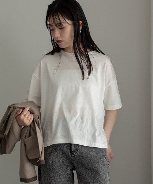 sail（サイル）の「【sail】ハーフスリーブTシャツ　小さいサイズ【低身長・小柄女性向けサイズ】（Tシャツ/カットソー・レディース・ブラック/ホワイト・01）」の2枚目の写真