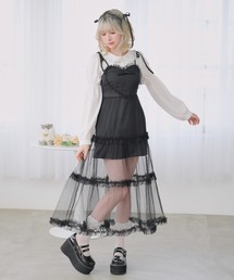 ハートフリルチュールキャミワンピース