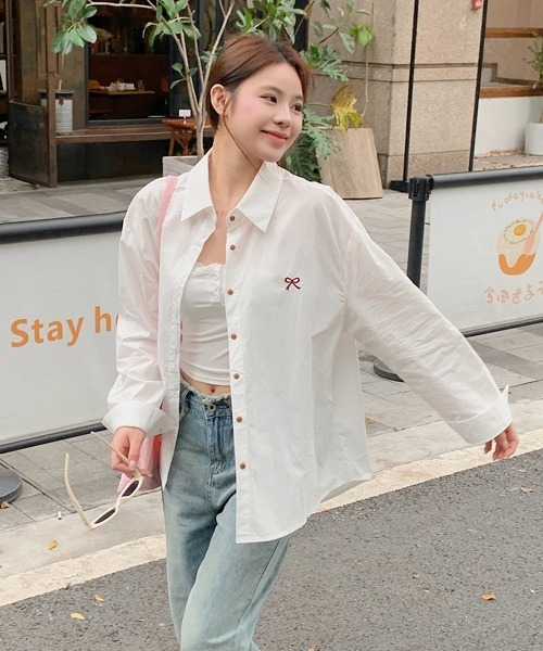 Mayree(メイリー)の「【Mayree】ワンポイント リボン シャツ(シャツ/ブラウス・レディース・イエロー/ホワイト/ピンク・FREE)」の7枚目の写真