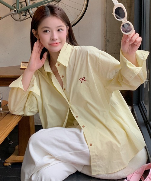 Mayree(メイリー)の「【Mayree】ワンポイント リボン シャツ(シャツ/ブラウス・レディース・イエロー/ホワイト/ピンク・FREE)」の10枚目の写真