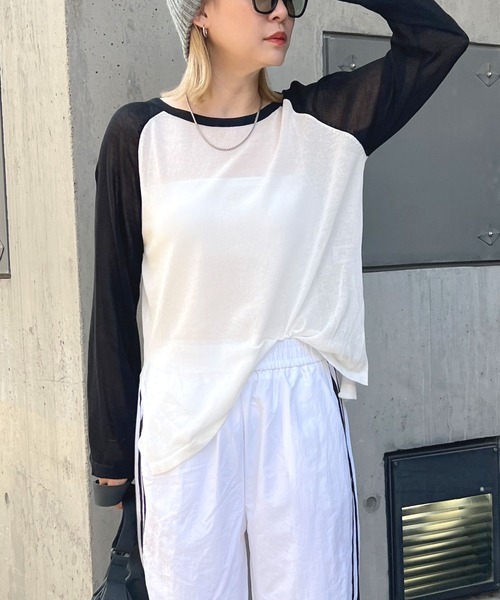 ABYS（アビス）の「シアーラグランTシャツ（Tシャツ/カットソー・レディース・ピンク/ブラック/ブルーグレー・FREE）」の2枚目の写真