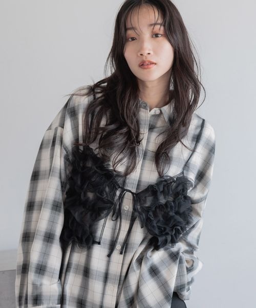 LOWRYS FARM（ローリーズファーム）の「２ＷＡＹフリルチュールビスチェ　 143398（キャミソール・レディース・アイボリー/ブラック/ブルー・FREE）」の13枚目の写真