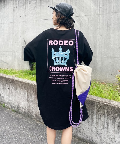 RODEO CROWNS WIDE BOWL（ロデオクラウンズワイドボウル）の「water surface T ワンピース（ワンピース・レディース・ライトブラック/オフホワイト/ネイビー・FREE）」の2枚目の写真