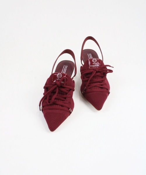 Scrap Book（スクラップブック）の「【Scrap Book×MAISON MAVERICK PRESENTS】Knit Lace-Up Heel Sneakers（パンプス・レディース・ライトグレー/ボルドー・M/L）」の8枚目の写真