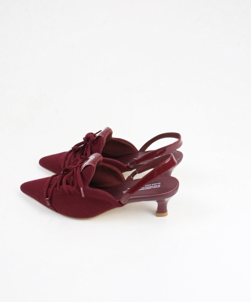 Scrap Book（スクラップブック）の「【Scrap Book×MAISON MAVERICK PRESENTS】Knit Lace-Up Heel Sneakers（パンプス・レディース・ライトグレー/ボルドー・M/L）」の9枚目の写真