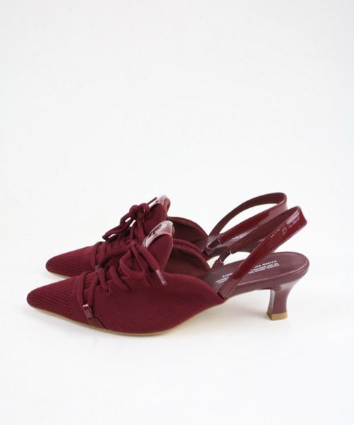 Scrap Book（スクラップブック）の「【Scrap Book×MAISON MAVERICK PRESENTS】Knit Lace-Up Heel Sneakers（パンプス・レディース・ライトグレー/ボルドー・M/L）」の6枚目の写真