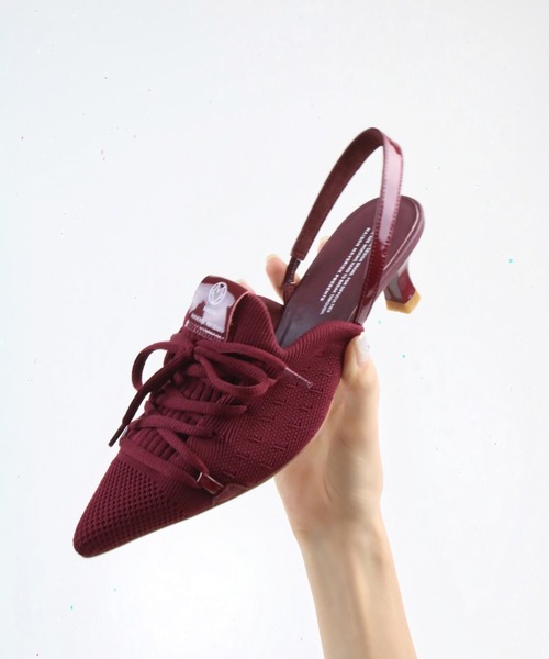 Scrap Book（スクラップブック）の「【Scrap Book×MAISON MAVERICK PRESENTS】Knit Lace-Up Heel Sneakers（パンプス・レディース・ライトグレー/ボルドー・M/L）」の10枚目の写真