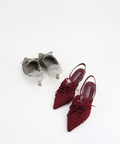 Scrap Book（スクラップブック）の「【Scrap Book×MAISON MAVERICK PRESENTS】Knit Lace-Up Heel Sneakers（パンプス・レディース・ライトグレー/ボルドー・M/L）」の12枚目の写真