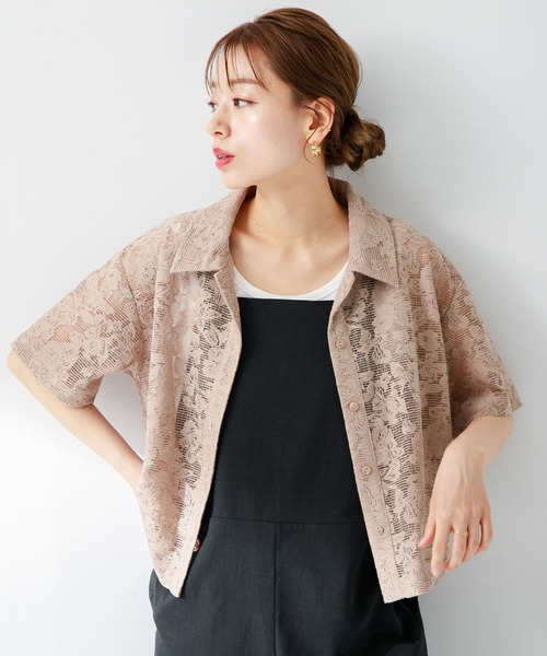 URBAN RESEARCH Sonny Label(アーバンリサーチサニーレーベル)の「『WEB限定』レース半袖シャツ(シャツ/ブラウス・レディース・ブラック/オフホワイト/ベージュ・FREE)」の3枚目の写真