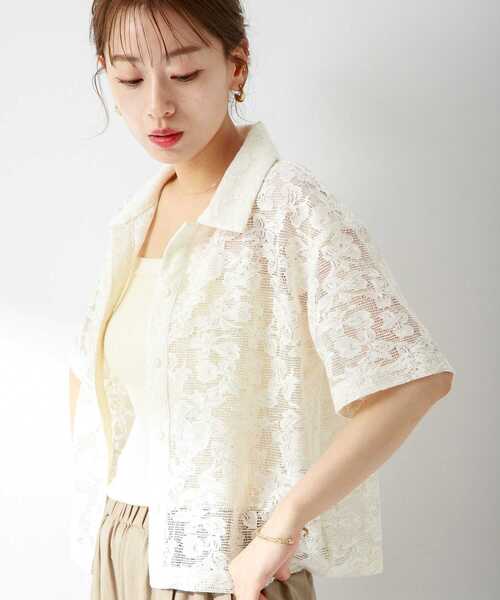 URBAN RESEARCH Sonny Label(アーバンリサーチサニーレーベル)の「『WEB限定』レース半袖シャツ(シャツ/ブラウス・レディース・ブラック/オフホワイト/ベージュ・FREE)」の4枚目の写真