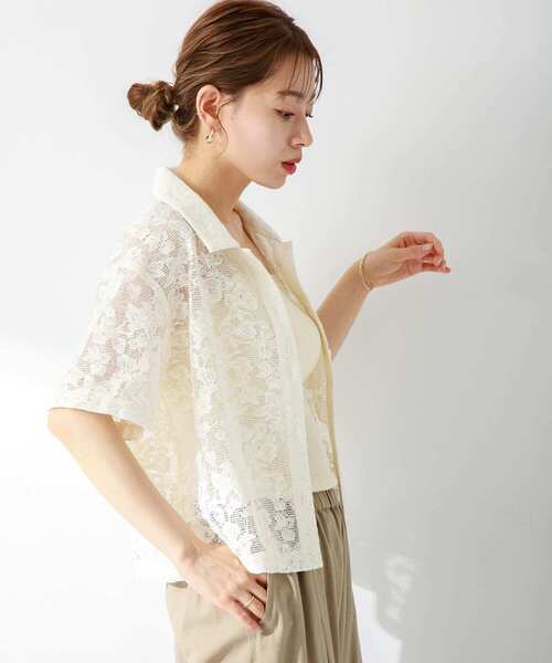 URBAN RESEARCH Sonny Label(アーバンリサーチサニーレーベル)の「『WEB限定』レース半袖シャツ(シャツ/ブラウス・レディース・ブラック/オフホワイト/ベージュ・FREE)」の7枚目の写真