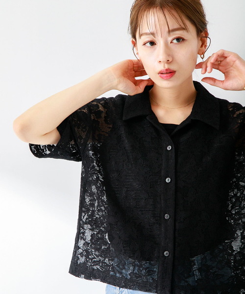 URBAN RESEARCH Sonny Label(アーバンリサーチサニーレーベル)の「『WEB限定』レース半袖シャツ(シャツ/ブラウス・レディース・ブラック/オフホワイト/ベージュ・FREE)」の12枚目の写真