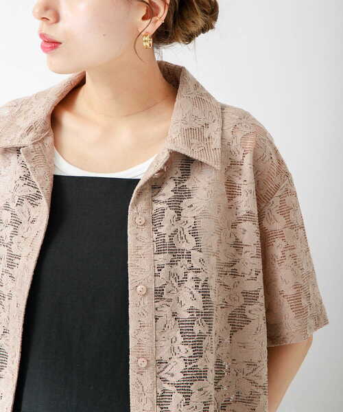 URBAN RESEARCH Sonny Label(アーバンリサーチサニーレーベル)の「『WEB限定』レース半袖シャツ(シャツ/ブラウス・レディース・ブラック/オフホワイト/ベージュ・FREE)」の20枚目の写真