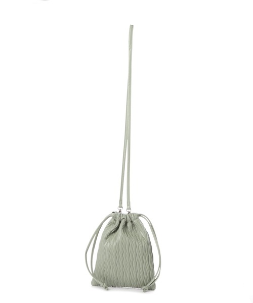 LAKOLE（ラコレ）の「ヘリンボン巾着ショルダーバッグ / 132239（ショルダーバッグ・レディース・オフホワイト/ブラック/ライトグリーン・FREE）」の3枚目の写真