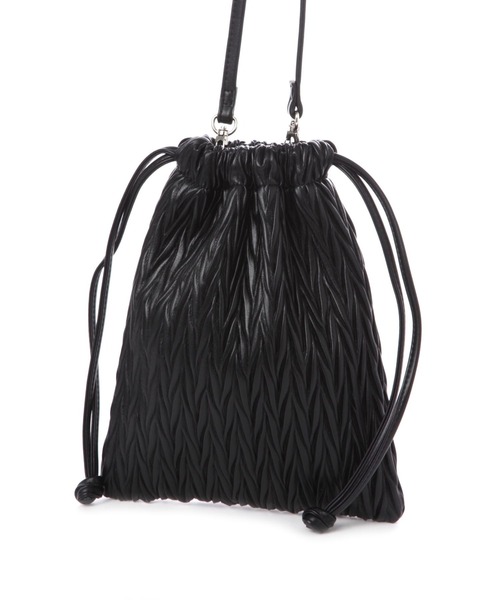 LAKOLE（ラコレ）の「ヘリンボン巾着ショルダーバッグ / 132239（ショルダーバッグ・レディース・オフホワイト/ブラック/ライトグリーン・FREE）」の6枚目の写真