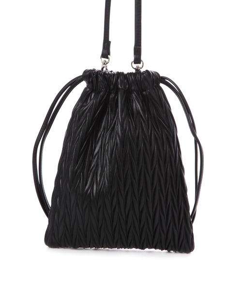 LAKOLE（ラコレ）の「ヘリンボン巾着ショルダーバッグ / 132239（ショルダーバッグ・レディース・オフホワイト/ブラック/ライトグリーン・FREE）」の8枚目の写真