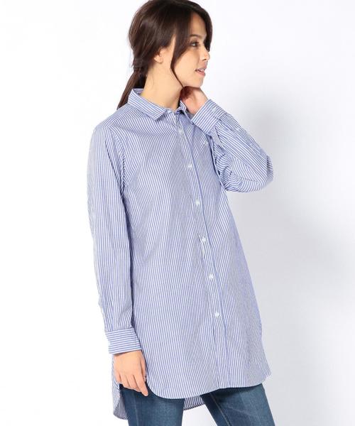 coen(コーエン)の「ライトオックスチュニックシャツ(シャツ/ブラウス・レディース・コバルトブルー/ホワイト・MEDIUM/LARGE)」の1枚目の写真