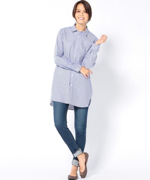 coen(コーエン)の「ライトオックスチュニックシャツ(シャツ/ブラウス・レディース・コバルトブルー/ホワイト・MEDIUM/LARGE)」の13枚目の写真