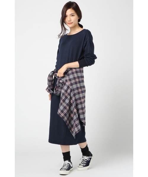 JOURNAL STANDARD（ジャーナルスタンダード）の「エアリージャージ ワンピース#（ワンピース・レディース・チャコールグレー/アイボリー/ネイビー・FREE）」の7枚目の写真