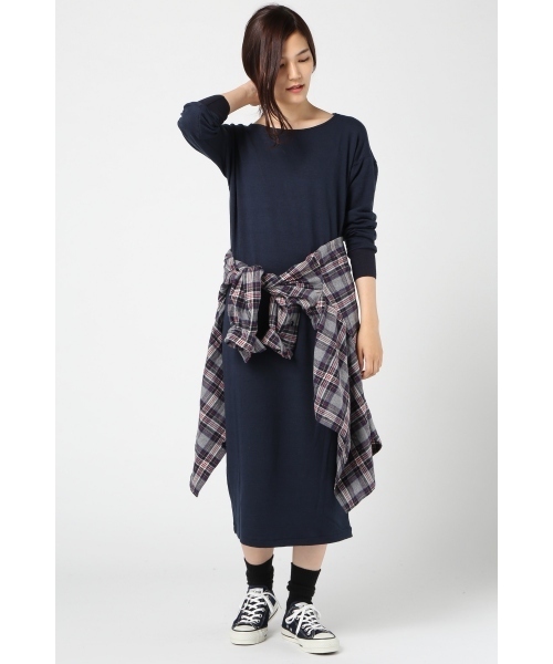 JOURNAL STANDARD（ジャーナルスタンダード）の「エアリージャージ ワンピース#（ワンピース・レディース・チャコールグレー/アイボリー/ネイビー・FREE）」の10枚目の写真