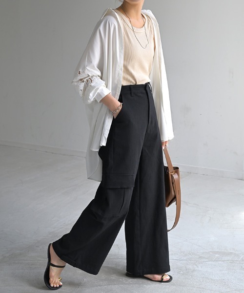 HUG.U（ハグユー）の「2wayカーゴパンツ（カーゴパンツ・レディース・ダークグレー/サンドベージュ/ブラック/カーキ/ホワイト・M/L/L(レギュラー丈)/M(トール丈)/L(トール丈)/M(レギュラー丈)）」の18枚目の写真