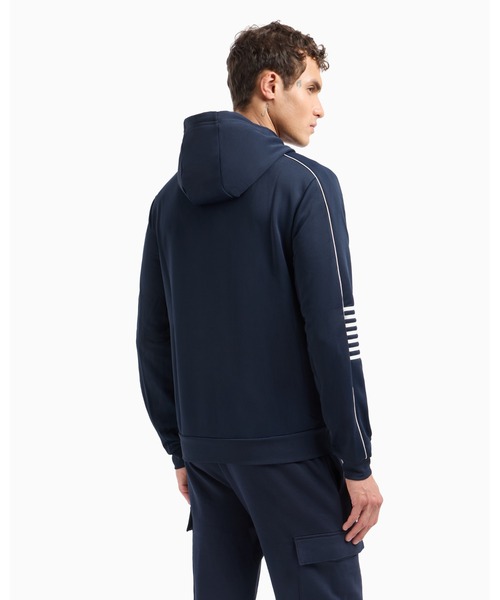 EMPORIO ARMANI EA7（エンポリオアルマーニイーエーセブン）の「【エンポリオ アルマーニ EA7】Core Identity フード付きスウェットシャツ テクニカルファブリック（スウェット・メンズ・ネイビー系・SMALL/MEDIUM/LARGE/X-LARGE/X-SMALL）」の2枚目の写真