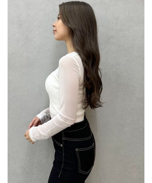 GYDA(ジェイダ)の「シースルーベアニットトップス(ニット/セーター・レディース・オフホワイト/ブラック・FREE)」の16枚目の写真