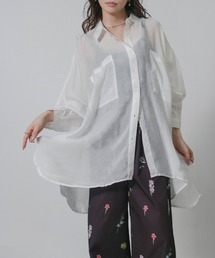 シアーオーバーサイズシャツ 長袖シアーシャツ
