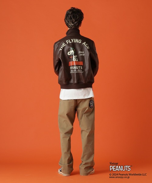 PEANUTS（ピーナッツ）の「《AVIREX × PEANUTS》A-1 "FLYING ACE" / A-1 "フライング エース" / ピーナッツ / アヴィレックス（ミリタリージャケット・メンズ・ダークブラウン・XX-LARGE/X-LARGE/LARGE/MEDIUM）」の6枚目の写真